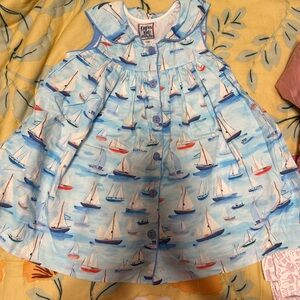 Blue Sailboat Print Girls' Dress - (Brand Not Visible)